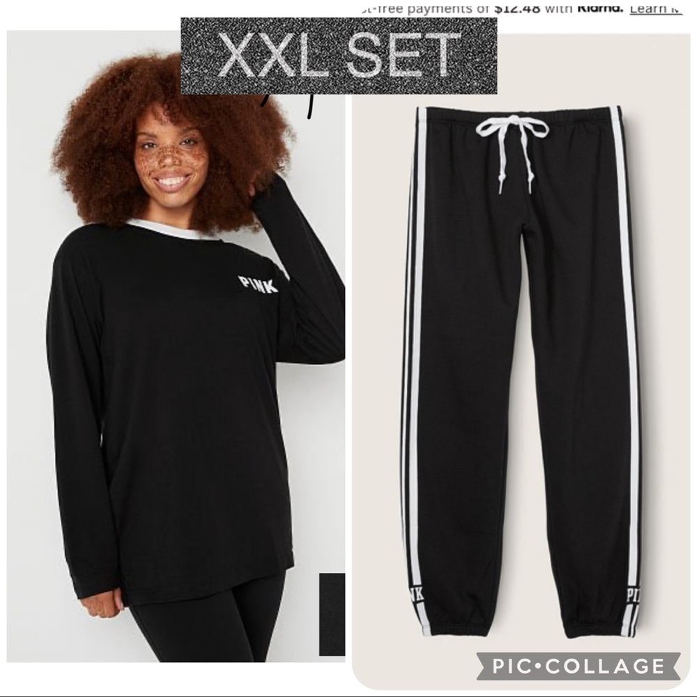 Vs pink classic pants long sleeve campus ringer tee shirt black xxl - Picture 3 of 12